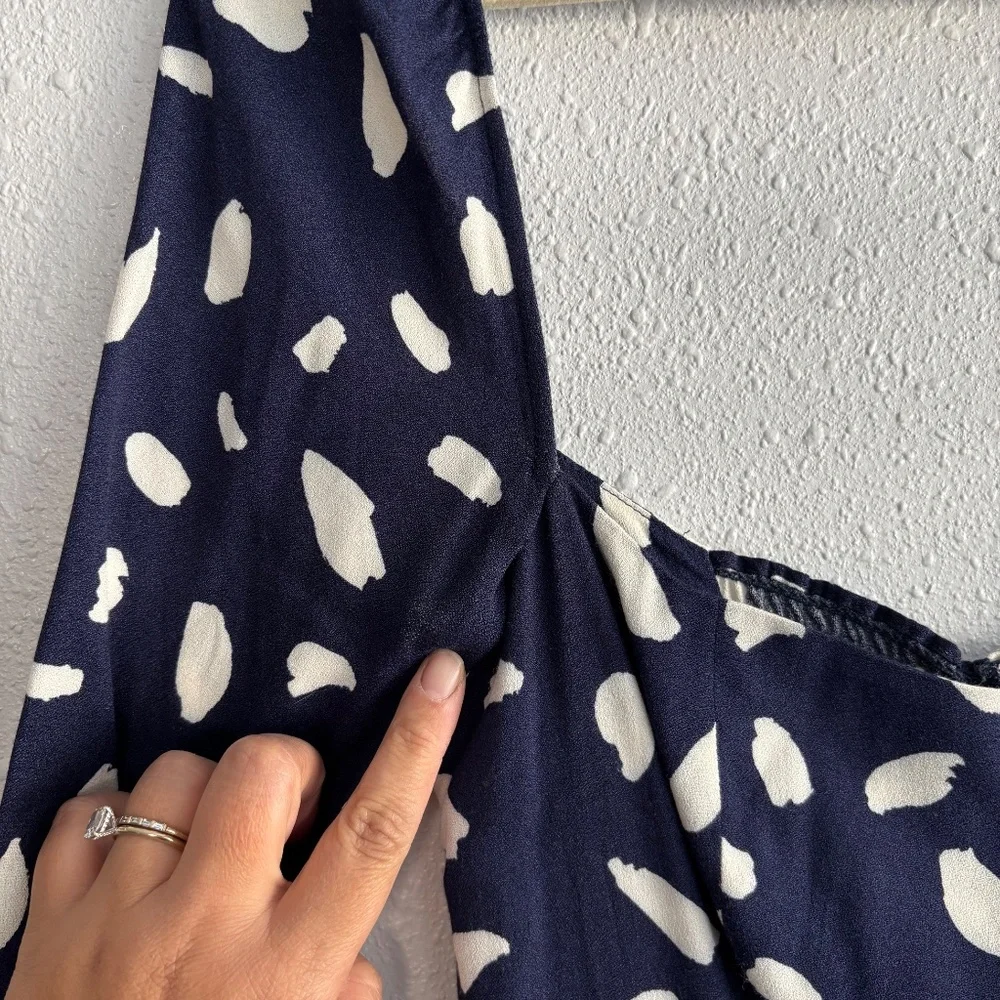 Reformation Sigmund Dress Navy Splatter - Size 4 - Picture 5 of 7